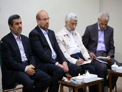 احمدی نژاد،قالیباف، جلیلی و دانش جعفری در محضر رهبر معظم انقلاب اسلامی