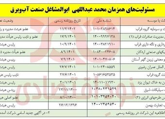 ابوالمشاغل صنعت آب و برق با ۱۱ شغل همزمان
