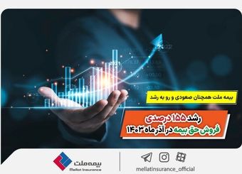 بیمه ملت همچنان صعودی و رو به رشد/ رشد 155 درصدی فروش حق بیمه در آذر ماه 1403