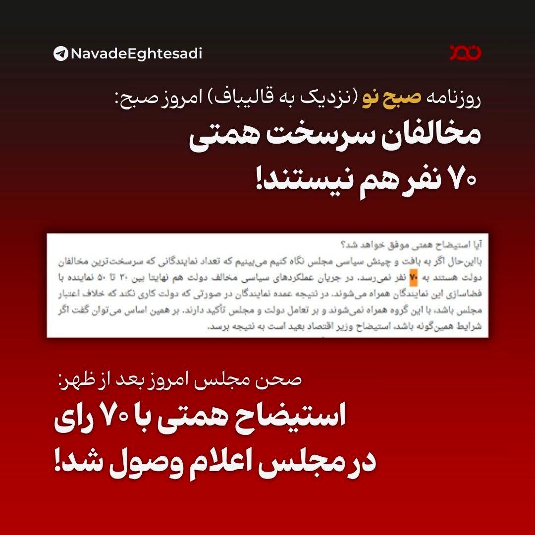 همتی چند مخالف دارد؟