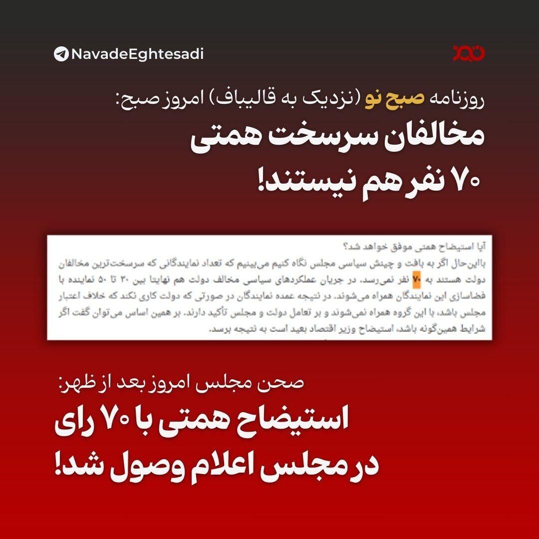 همتی چند مخالف دارد؟