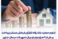 تداوم حمایت بانک رفاه کارگران از بخش مسکن؛ پرداخت بیش از 90 هزار میلیارد ریال تسهیلات در سال جاری